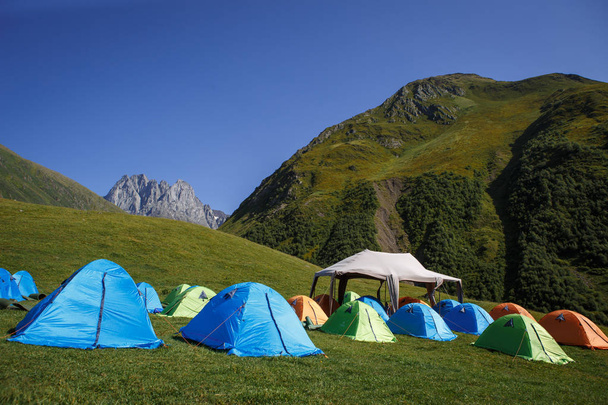 Camping in nature, in the mountains of Georgia, Borjomi in summer - Photo, Image