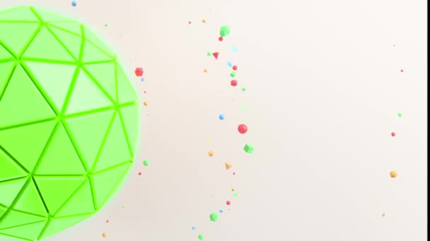 abstrakter Hintergrund mit grüner Kugel auf der weißen Oberfläche. 3D-Darstellung - Filmmaterial, Video