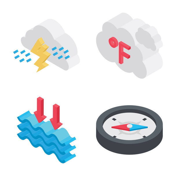 Weather elements icons set - Vector, Image