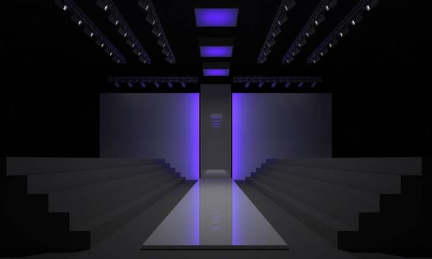 3D Rendering of Fashion podium Catwalk runway model stage empty Design interior Illustration - Photo, Image