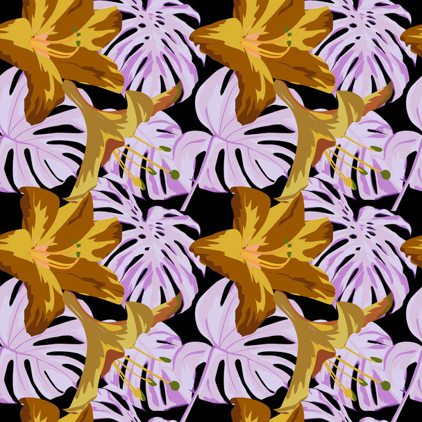 Tropische Print. Jungle naadloze patroon. Vector Tropic zomer motief met Hawaiian bloemen.  - Vector, afbeelding