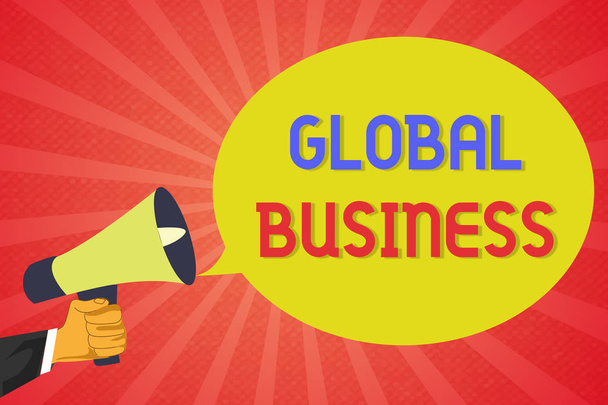 Käsitteellinen käsin kirjoittaminen osoittaa Global Business. Business valokuva teksti Kauppa ja yritysjärjestelmä yritys tekee ympäri maailmaa
 - Valokuva, kuva