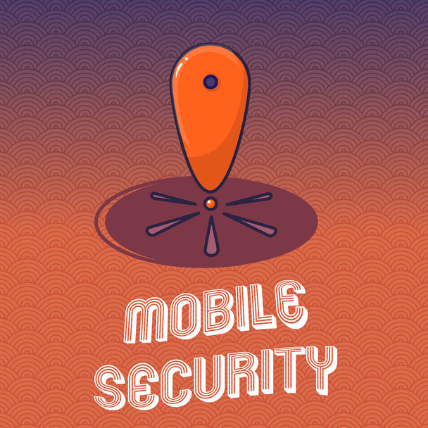 Textová značka ukazuje mobilní zabezpečení. Koncepční foto Ochrana mobilního telefonu před hrozbami a zranitelnými místy - Fotografie, Obrázek