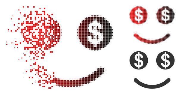 Mizející Pixelated polotónů štěstí dolar smajlíka - Vektor, obrázek