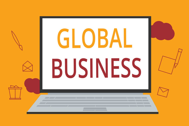 Sana kirjallisesti tekstiä Global Business. Liiketoimintakonsepti kaupan ja yritysjärjestelmän yritys tekee eri puolilla maailmaa
 - Valokuva, kuva