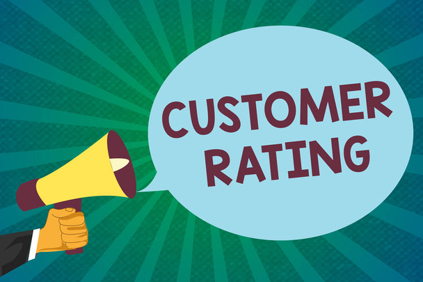 Tekst pisania słów Customer Rating. Koncepcja biznesowa dla każdego punktu klientów zwiększa doświadczenie - Zdjęcie, obraz