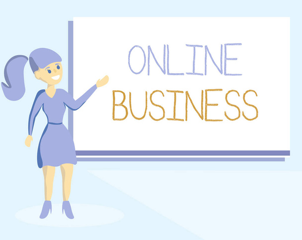 Sana kirjallisesti tekstiä Online Business. Kaupallisten liiketoimien liiketoimintakonsepti tietojen jakaminen internetissä
 - Valokuva, kuva