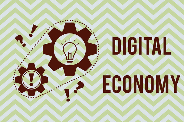 Kelime yazma Dijital Ekonomi. Dünya çapında ekonomik faaliyetler ve teknolojiler ağı için iş konsepti - Fotoğraf, Görsel