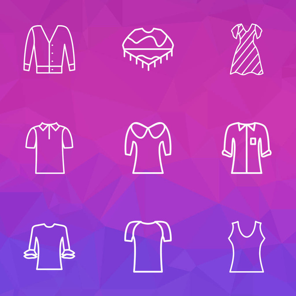 Icone stile linea set con camicia circolare balza, abito, top e altri elementi del costume messicano. Isolate icone vettoriali illustrazione
. - Vettoriali, immagini