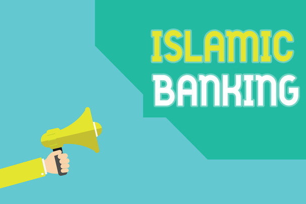 Writing note showing Islamic Banking. Business photo showcasing Banking system based on the principles of Islamic law - Photo, Image