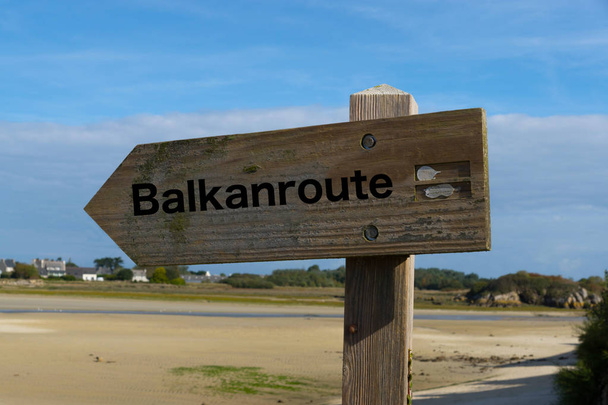 A signpost to Balkan route - Photo, Image
