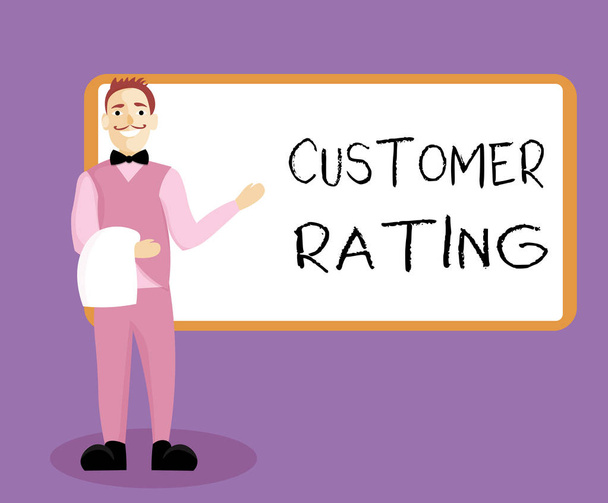 Writing note showing Customer Rating. Business photo showcasing Each point of the customers enhances the experience - Photo, Image