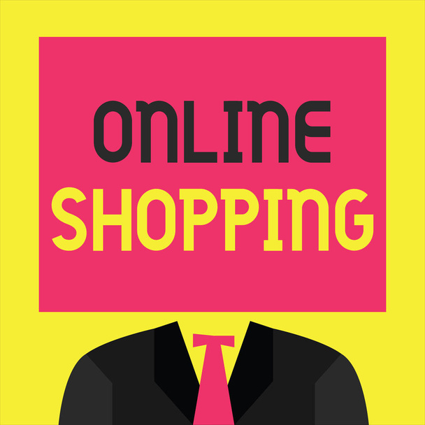 Scrivere nota che mostra Shopping Online. La vetrina fotografica aziendale consente ai consumatori di acquistare i loro beni su Internet
 - Foto, immagini