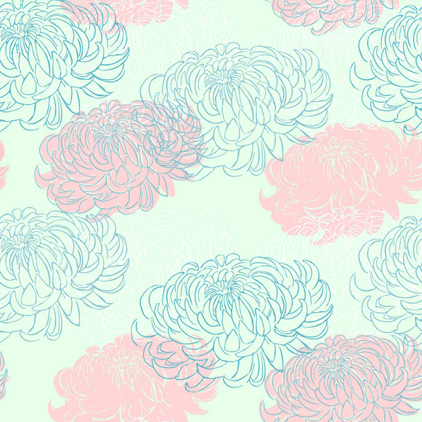 seamless vector pattern with beautiful blooming flowers - Vetor, Imagem