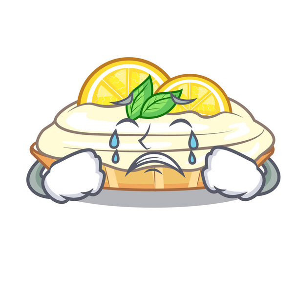 Crying cartoon piece of yummy lemon meringue pie - Вектор, зображення