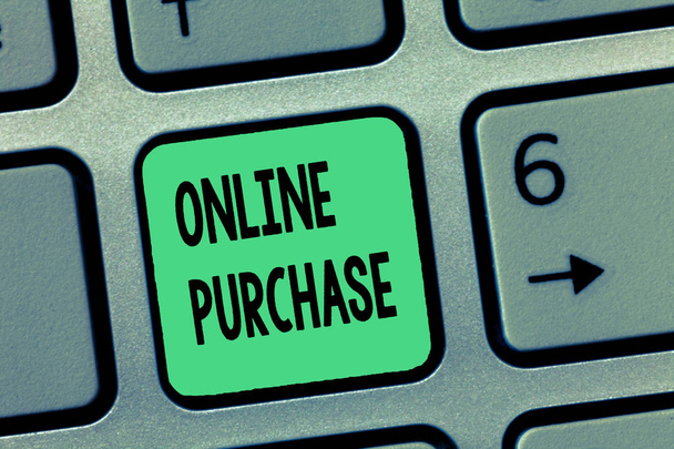 Текст онлайн-купівлі слів. Бізнес - концепція купівлі товарів електронної комерції з Інтернету. - Фото, зображення