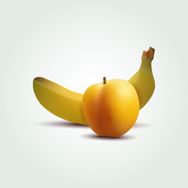 διάνυσμα ροδάκινο και μπανάνα - Διάνυσμα, εικόνα