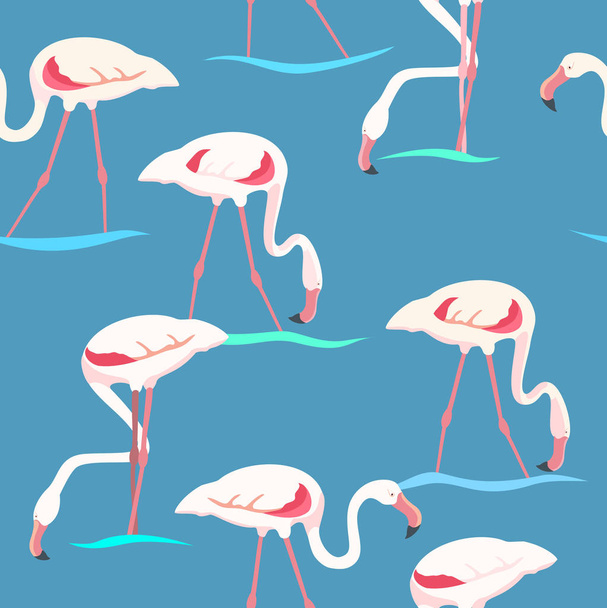 seamless vector background with flamingos, texture - Vecteur, image