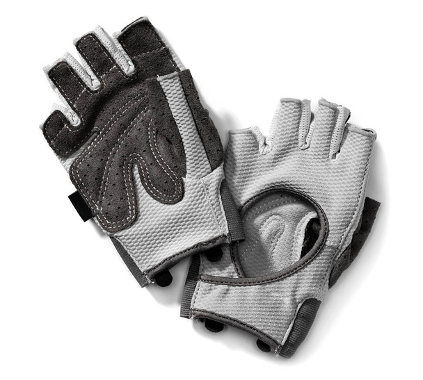 grijze sportschool handschoenen voor vrouw, geïsoleerd - Foto, afbeelding