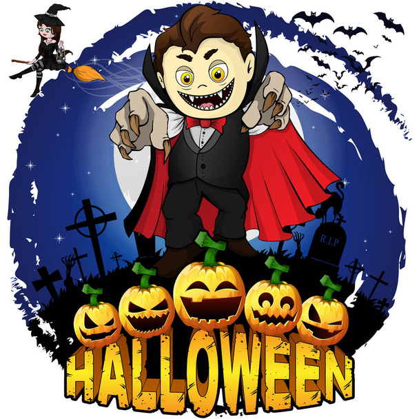 Halloween ontwerpsjabloon met Graf Dracula. Vectorillustratie. - Vector, afbeelding