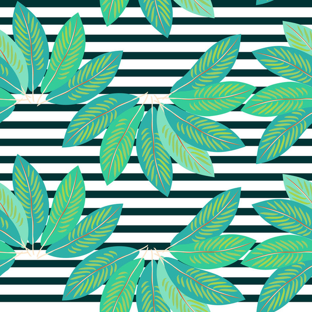 seamless vector pattern with tropical leaves - Vetor, Imagem