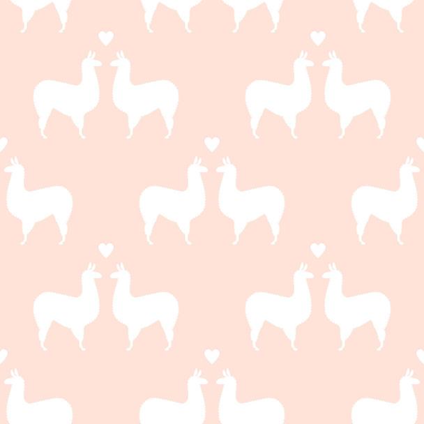 seamless vector pattern with lamas on pink - Vetor, Imagem