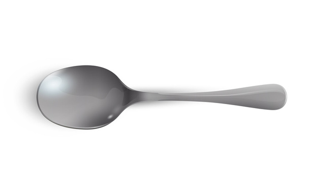 Realistic spoon on white background. Vector design. - Vecteur, image