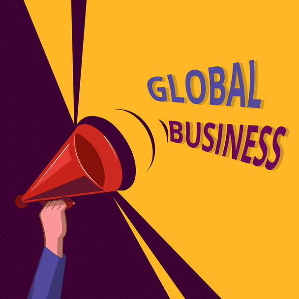 Conceptuele handschrift toont Global Business. Business photo showcasing Handel en bedrijfssysteem een bedrijf doen over de hele wereld - Foto, afbeelding