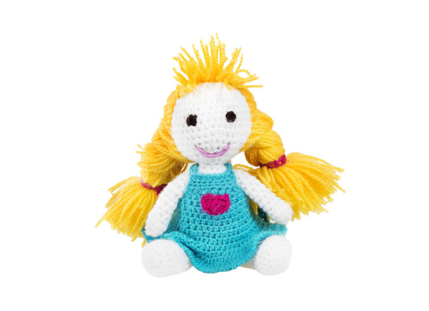Háčkovaná panenka. Ruční pletení roztomilá panenka. Hračky Amigurumi. - Fotografie, Obrázek
