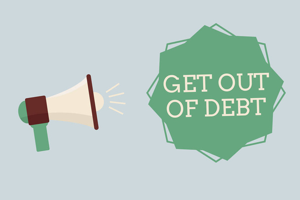 Текст слова "Выйди из долгов". Бизнес-концепция для Нет перспективы быть оплаченным больше и свободным от долга
 - Фото, изображение