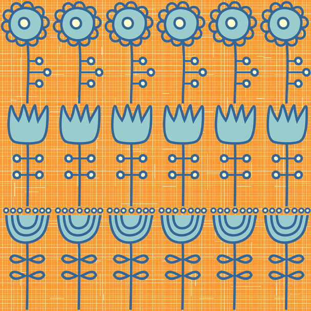 Padrão floral sem costura em tons de laranja e azul
 - Vetor, Imagem