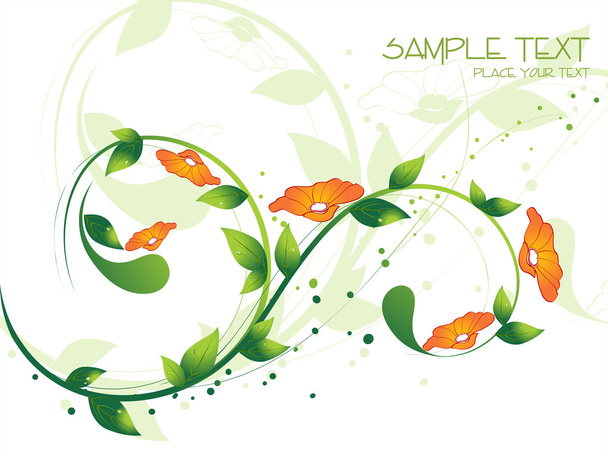 Background with green floral pattern - Vector, Imagen