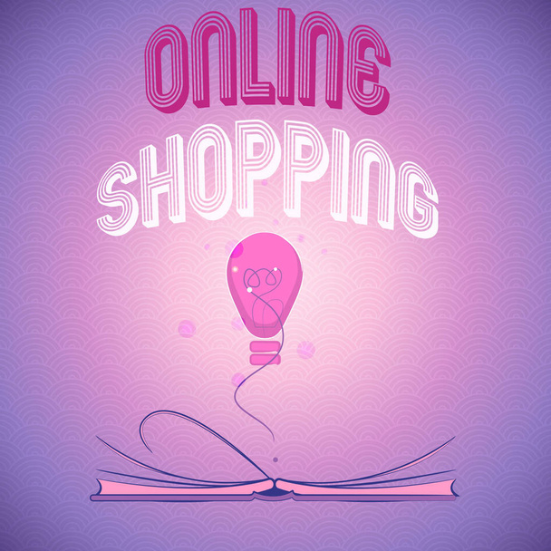 オンラインショッピングを書く手書きテキスト。コンセプトとは、消費者がインターネット上で商品を購入できるようにすることです。 - 写真・画像