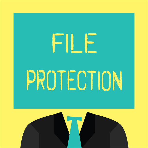 Text sign showing File Protection. Conceptual photo Preventing accidental erasing of data using storage medium - Photo, Image