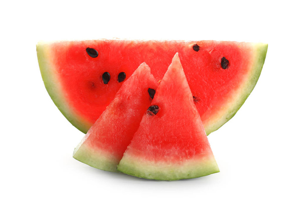 Delicioso corte melancia no fundo branco
 - Foto, Imagem