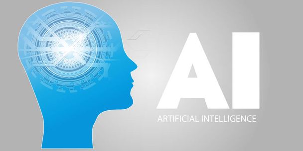 Artificial Intelligence AI Futuristic Concept. Human Big data Visualization with Cyber Mind. Machine Deep Learning. - Vector, Image