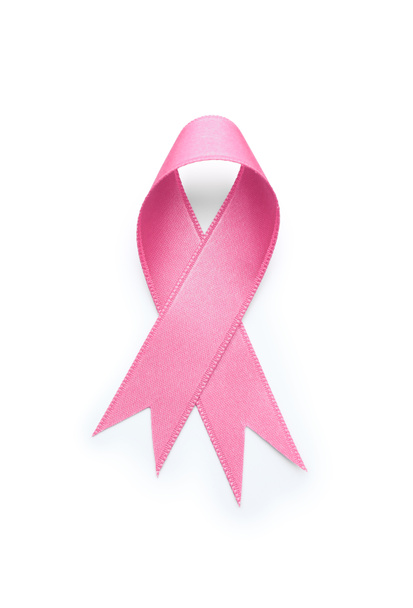 Beyaz arka planda pembe kurdele. Göğüs kanseri kavramı - Fotoğraf, Görsel