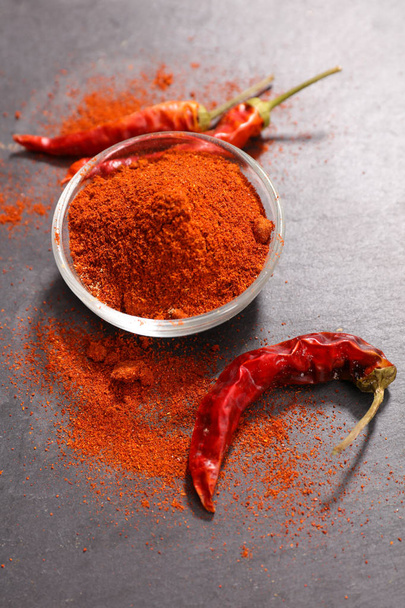Spicy red hot chili pepper, powder and dried - Φωτογραφία, εικόνα