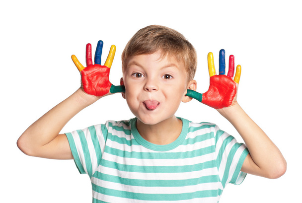 Little boy with paints on hands - Fotografie, Obrázek