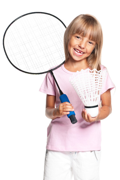 Little girl playing badminton - Fotó, kép