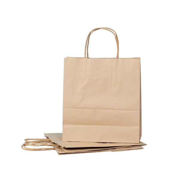 Recyclable paper bags isolated on white background. - Photo, Image