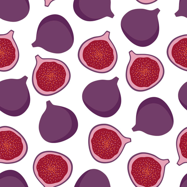 fialové fík ovoce sladké letní vzor na bílém pozadí hladký vektor. - Vektor, obrázek