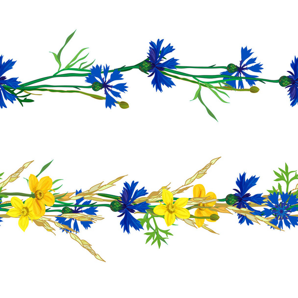 Бесшовные узоры украшения из шипов травы и кукурузных цветов, векторная иллюстрация
. - Фото, изображение
