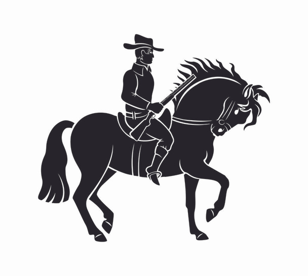 cowboy a cavallo sullo sfondo bianco
 - Vettoriali, immagini