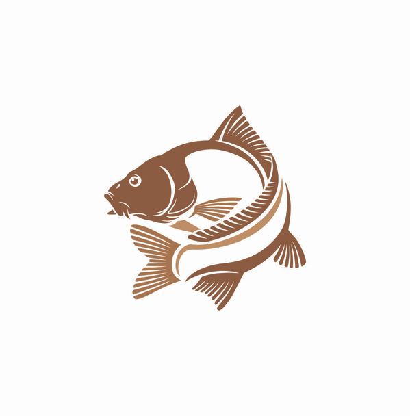 白い背景の上のロゴの鯉魚 - ベクター画像