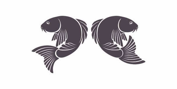魚の図は白い背景の上の鯉の鯉 - ベクター画像