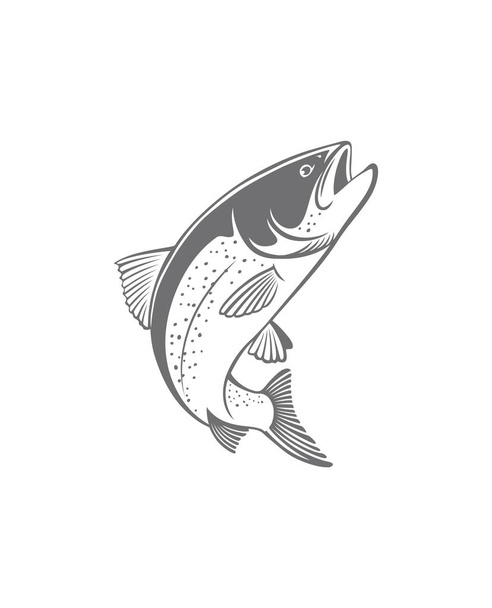 白い背景の上のマス魚アイコン - ベクター画像
