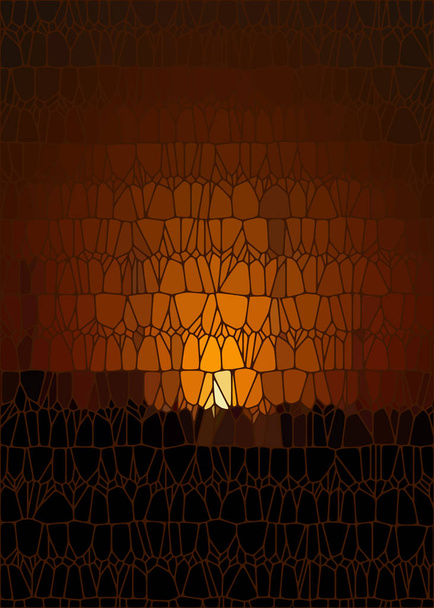 Vektor farbige Glasfenster Illustration des Sonnenuntergangs. ein stilvoller Mosaikhintergrund, der Sonnenuntergang über den Bäumen. - Vektor, Bild