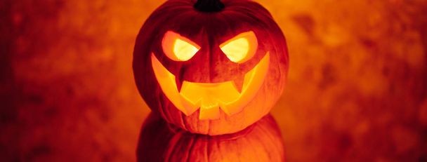 jack-o-lanterna zucca luce arancione, sfondo Halloween
 - Foto, immagini