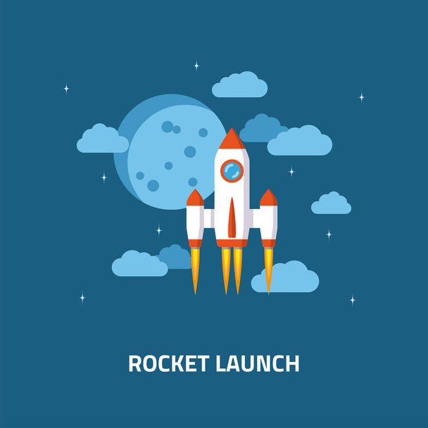 Banner concepto de lanzamiento de cohetes
 - Vector, imagen